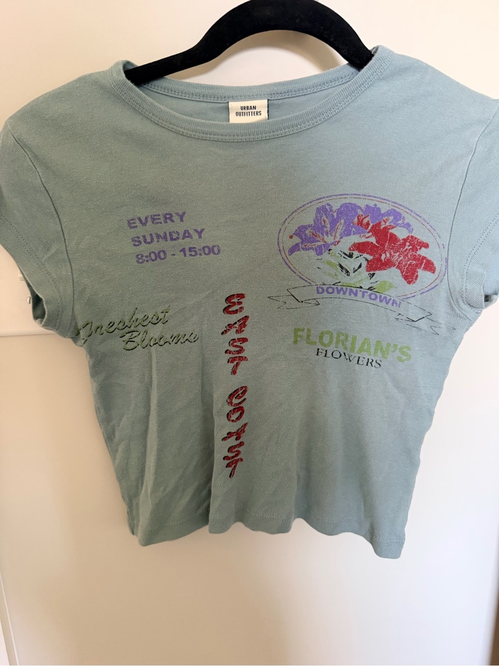 Urban Outfitters Dusty Blue Floral Market Graphic Tee